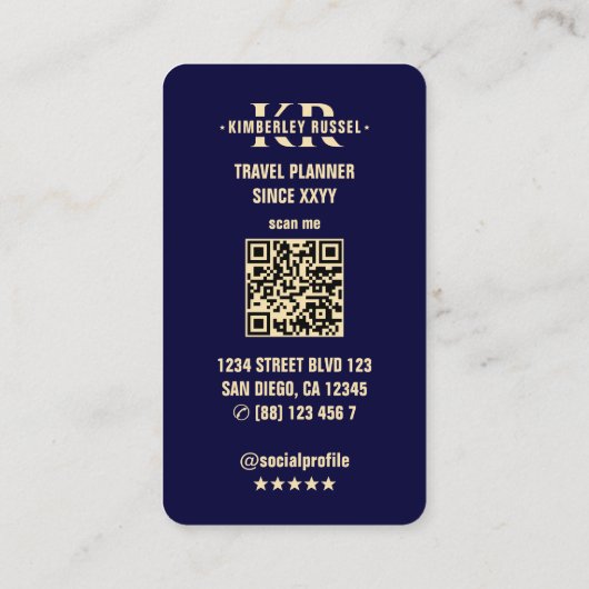 Reiseplaner World Map Modern Midnight Blue Visitenkarte (Rückseite)
