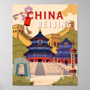 Reiseposter Peking China   Asiatische Stadt-Wandku Poster