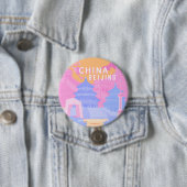 Reiseposter Peking China | Rosa & Blaue Pastellfar Button (Beispiel)