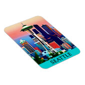 Reiseposter von Seattle unter einem Morgenhimmel Magnet (Rechte Seite)