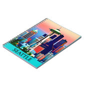 Reiseposter von Seattle unter einem Morgenhimmel Notizblock (Linke Seite)