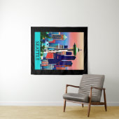 Reiseposter von Seattle unter einem Morgenhimmel Wandteppich (Beispiel (Horizontal))