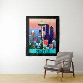 Reiseposter von Seattle unter einem Morgenhimmel Wandteppich (Beispiel)