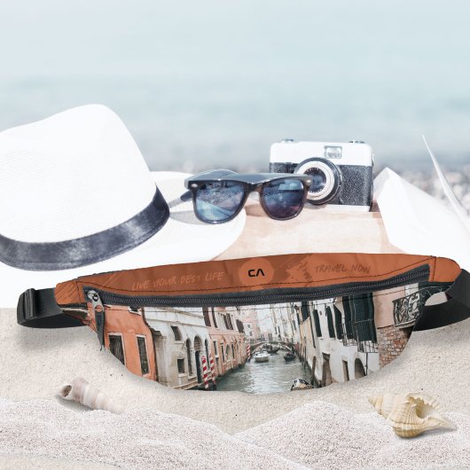 Reisequotes Monogramm Ihr Foto Boho Rust Bauchtasche