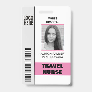 Reiserkrankenschwester-Logo-Foto-ID-Vorlage pink Ausweis