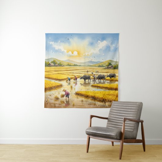 Reisernte Dorf Wandkunst Wandteppich (Beispiel)