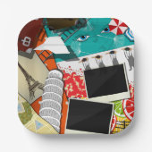 Reiserollage mit Ikonischen Sehenswürdigkeiten Url Pappteller (Vorderseite)