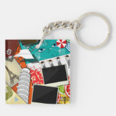 Reiserollage mit Ikonischen Sehenswürdigkeiten Url Schlüsselanhänger (Rückseite)