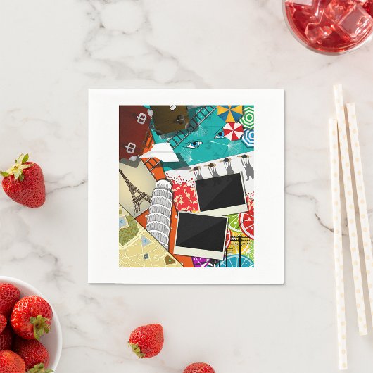 Reiserollage mit Ikonischen Sehenswürdigkeiten Url Serviette