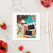 Reiserollage mit Ikonischen Sehenswürdigkeiten Url Serviette (Beispiel)