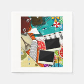 Reiserollage mit Ikonischen Sehenswürdigkeiten Url Serviette (Vorderseite)