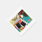 Reiserollage mit Ikonischen Sehenswürdigkeiten Url Serviette (Ecke)