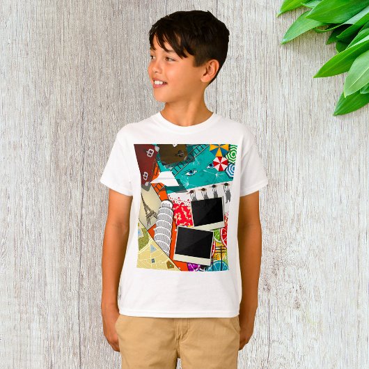 Reiserollage mit Ikonischen Sehenswürdigkeiten Url T-Shirt