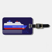 Reiseschiff - personalisiert blau & rot gepäckanhänger (Vorderseite horizontal)