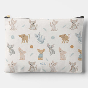 Reisetasche mit süßem Sphynx-Katzenmuster und indi Zubehörtasche