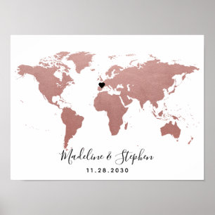 Reisethema Guest Sign in Wedding Mitzvah Poster