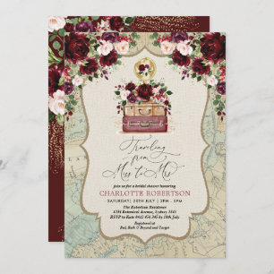 Reisethema Vintages Kartenabenteuer-Brautparty Einladung