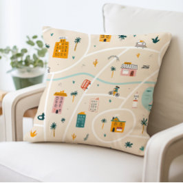 Reisethemenkissen, Stadtplan-Muster Kissen