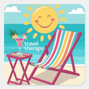 Reisetherapie Reiseaufkleber Strand Bliss Quadratischer Aufkleber