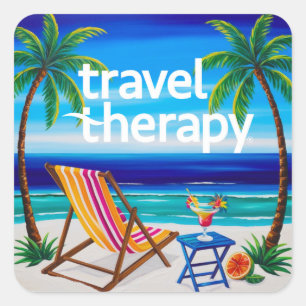 Reisetherapie Reiseaufkleber Urlaub Flucht Quadratischer Aufkleber