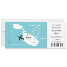 Reiseticket Boarding Pass Malta Wedite Invite