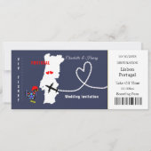 Reiseticket Boarding Pass Portugal Hochzeit Einladung (Vorderseite)