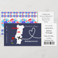 Reiseticket Boarding Pass Portugal Hochzeit