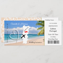 Reiseticket Boarding Pass Portugal Hochzeit Einladung