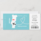 Reiseticket Boarding Pass Portugal Hochzeit Einladung (Vorderseite)