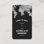 Reisetour Adventure World Map Silver Black Visitenkarte (Vorderseite)