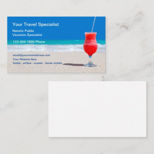 Reiseurlaub Spezialist für tropisches Thema Visitenkarte (Vorne/Hinten)