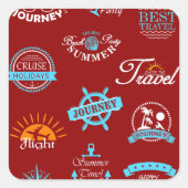 Reisezeichen Quadratischer Aufkleber (Vorderseite)