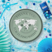 Reisezeitdekor Weltkarte Boho Sage Green Pappteller (Party)