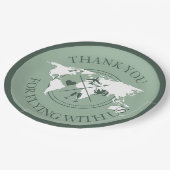 Reisezeitdekor Weltkarte Boho Sage Green Pappteller (Schrägansicht)