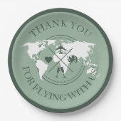 Reisezeitdekor Weltkarte Boho Sage Green Pappteller (Vorderseite)