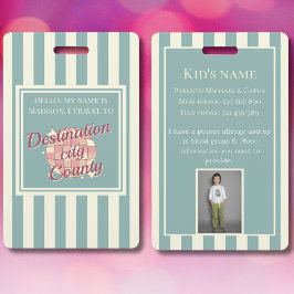 Reiseziel Abzeichen Kind ID Kinderzubehör Ausweis