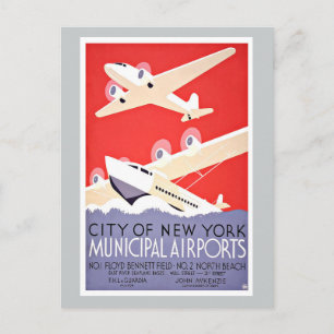 Reiseziel Flughäfen New York City im Vintage-Stil Postkarte