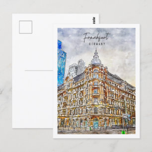 Reiseziel Frankfurt Deutschland Aquarell Postkarte