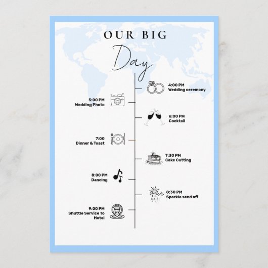 Reiseziel Hochzeitstag Veranstaltungen Zeitplan Programm (Rückseite)