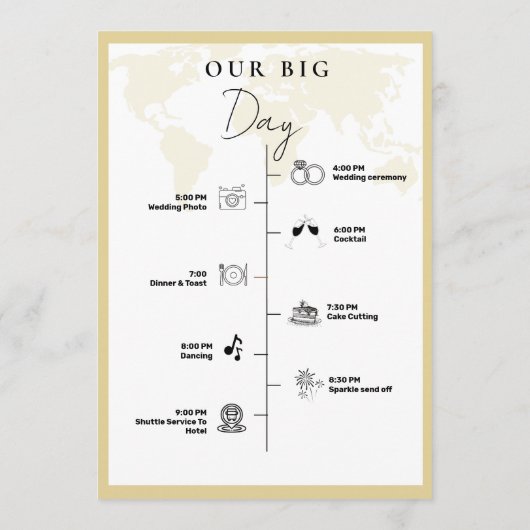 Reiseziel Hochzeitstag Veranstaltungen Zeitplan Programm (Rückseite)