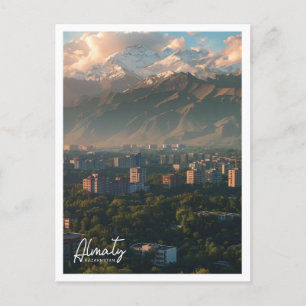 Reiseziel-Illustration Almaty Kasachstan Postkarte