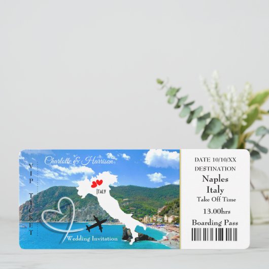 Reiseziel Italien Europa Einladung zum Hochzeitsfl (Stehend Vorderseite)