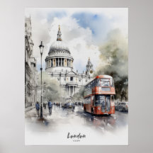 Reiseziel London Watercolor Wall Art