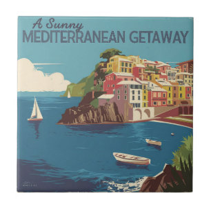 Reiseziel Mittelmeer - Vintage-Design Fliese