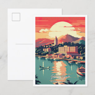 Reiseziel Port of Spain Illustration Postkarte