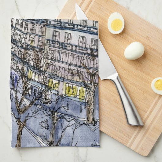 Reiseziele | Aquarell Eiffelturm & Paris Handtuch (Viertel Falte)