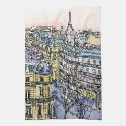 Reiseziele | Aquarell Eiffelturm & Paris Handtuch (Vertikal)