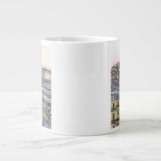 Reiseziele | Aquarell Eiffelturm & Paris Jumbo-Tasse (Vorderseite)