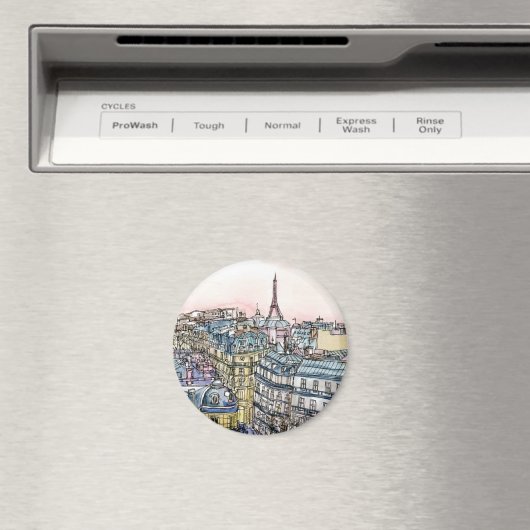 Reiseziele | Aquarell Eiffelturm & Paris Magnet (In Situ (Geschirrspüler))