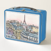 Reiseziele | Aquarell Eiffelturm & Paris Metall Lunch Box (Vorderseite)